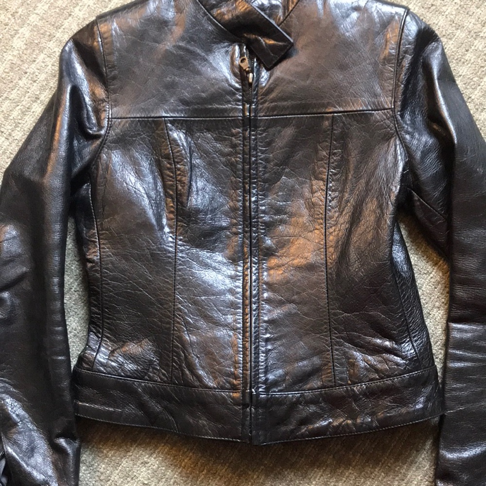 Black leather jacket, petite